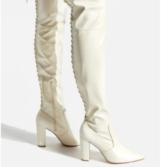 ShoeDazzle  TAYSON HIGH BLOCK HEEL BOOT Bone 9 NWT - Picture 3 of 10